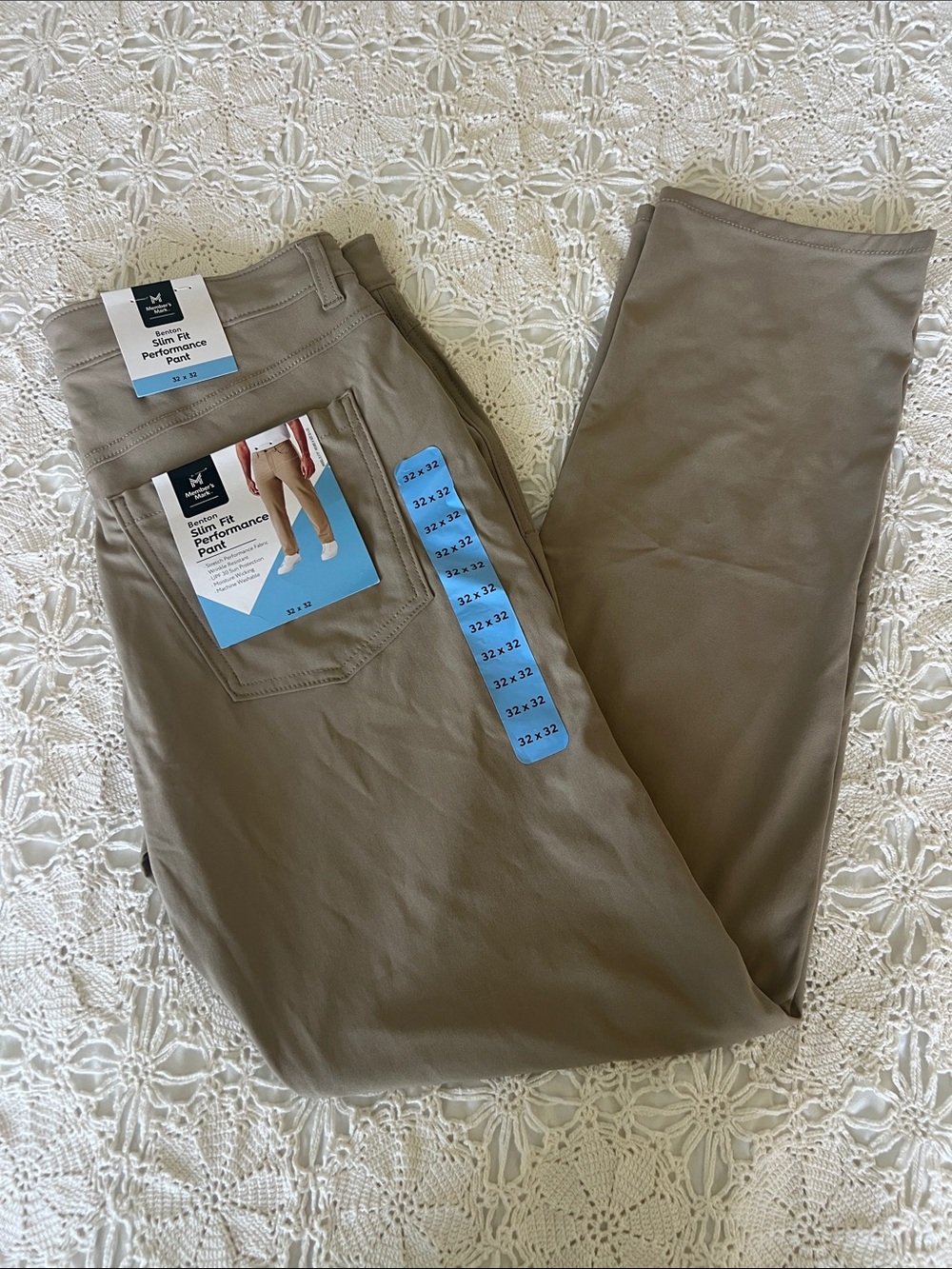 Men's Slim Performance Chinos in khaki - Stretch Comfort